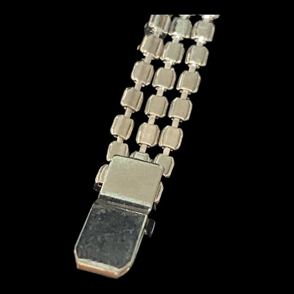 7 Inches Bracelet Blue Pear-Shaped Stone Rhinestone Silver-Toned - Picture 7 of 9